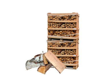 Woodcom XXL pallet berken brandhout – 2 kratten van 1,1 m³ - 800 kg
