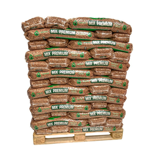 Pallet 65 zakken Mix Premium pellets 15 kg – 975 kg DINplus